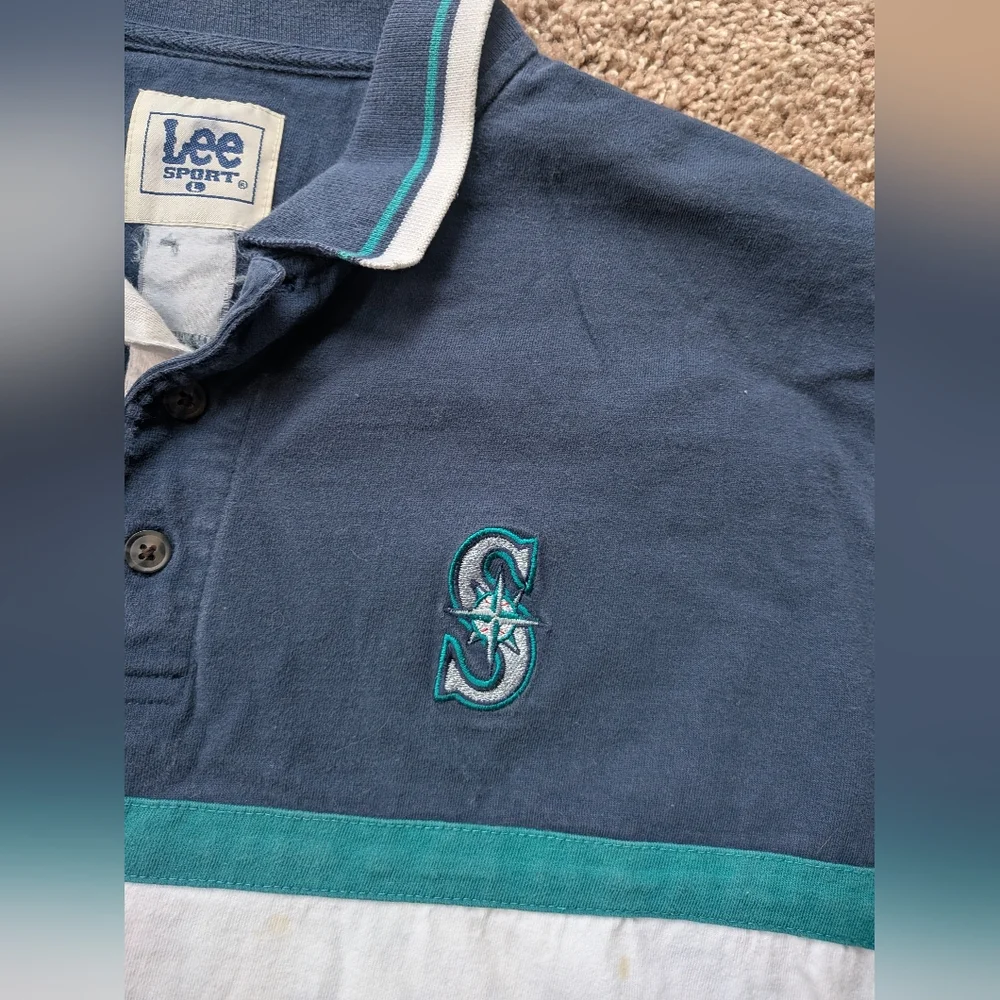 Vintage Lee Sport Seattle Mariners Polo Shirt Large - Picture 6 of 12